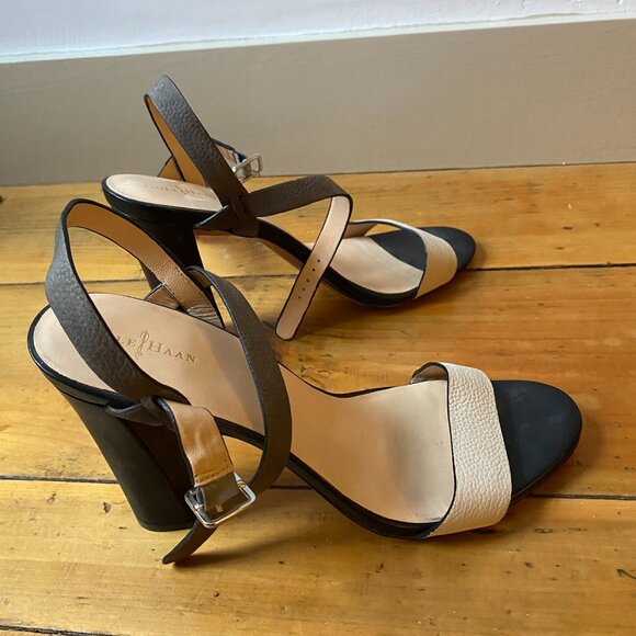 Cole Haan Nike Air White and Gray leather ankle strap heel - Picture 6 of 8